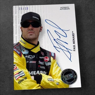 Paul Menard PACK PULLED NASCAR signed card 2012 PRESS PASS SIGNINGS #10/10 - Image 1 of 2