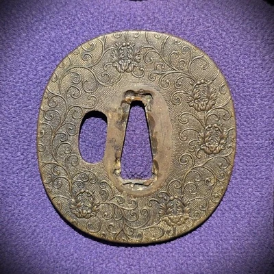 16th C.  FINE KO KINKO TSUBA  Japanese Samurai Sword Kozuka Menuki Fuchi Kashira - Image 1 of 4