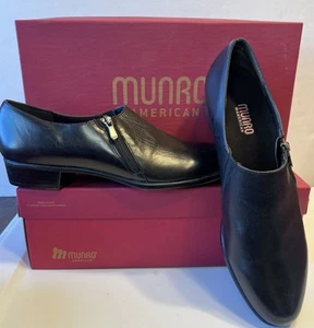 Munro Womens NIB Derby Shoe 11.5 N Black Leather Low Heel Loafer Shootie  Zip - Picture 1 of 10