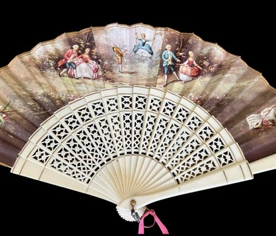 Ventilador de mano PAREJA DE CORTEJO Hecho en España 16” X 8” VER FOTOS cable en comercio... Foto 1 de 4