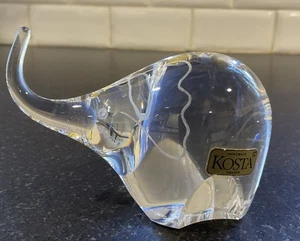 FIGURINA ELEFANTE IN VETRO ARTISTICO TRASPARENTE KOSTA BODA SVEZIA - Foto 1 di 7