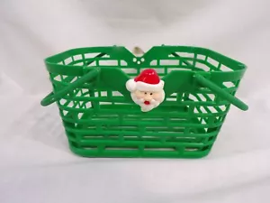 Vintage Weihnachten Kunststoff Korb faltbare Griffe Weihnachtsmann 6 x 4,5 x 3,5" - Bild 1 von 3