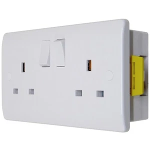 13A 2G Socket with 35mm Dry Lining Box for Plasterboard and Hollow Walls White - Picture 1 of 11