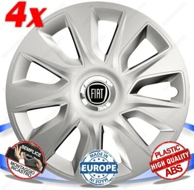 SET 4 BORCHIE RUOTA COPRI CERCHI CALOTTE 14 STRATOS SILVER PER FIAT PANDA - Изображение 1 из 3