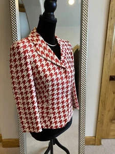 Neu Carolina Herrera rot & weiß Houndstooth Druck Blazer US 2 - Bild 1 von 12