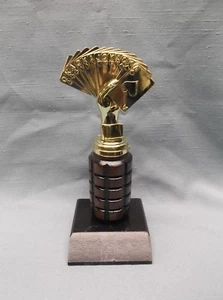 bridge hand trophy turned wood column black wood base - Bild 1 von 1