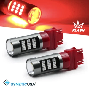 2X 3157 CK Rojo Estroboscópico Brillante Alerta Trasera Seguridad Luz de Freno/Bombillas de Estacionamiento - Imagen 1 de 7