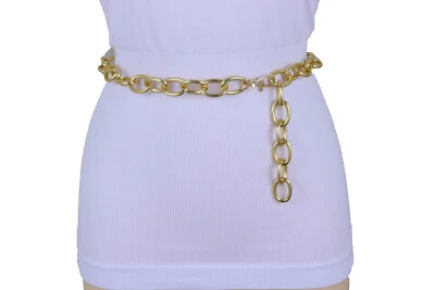 Women Gold Metal Oval Chain Fashion Day Night Easy Wear Belt Plus Size XL XXL - Image 1 of 4