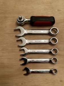 Husky Stubby SAE 5 piece combination wrench set plus 1/4” ratchet preowned - Picture 1 of 5
