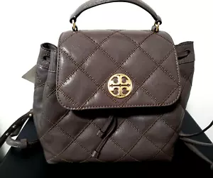Tory Burch Willa Leather Quilted Small Backpack Volcanic Stone NWT🎀NEW - Picture 1 of 12