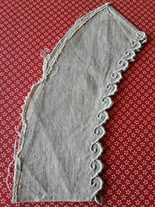 recup ANCIEN mancheron broderie main lin #OLD fabric mongrel embro - Picture 1 of 2