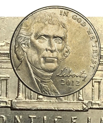 2012 P Jefferson Nickel Full Steps and Odd colored Tone Cover