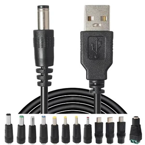 USB to DC Power Charging Cable with 12pcs DC Barrel Jack Universal Laptop Pow... - Picture 1 of 6