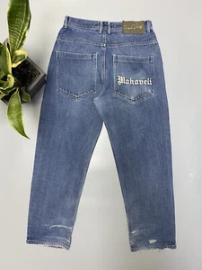 Vintage Makaveli Distressed 2Pac Denim Jeans Size 34 Blue Denim - Picture 1 of 22