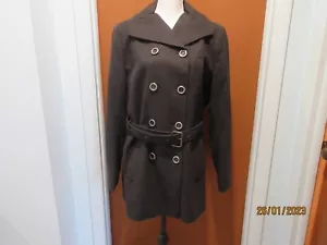 Nine West Women's Wool Blend Belted Double Breasted Trench Coat Gray, Size XL - Picture 1 of 10