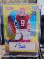 2023 Leaf VIVID JORDAN BATTLE Yellow Rookie Auto 4/10 Bengals Alabama 