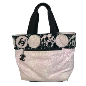 CHANEL CC Mark Handtasche Tasche Canvas hellrosa x schwarz - Bild 1 von 12