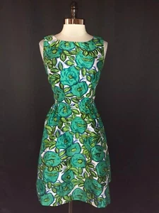 Vestido Liz Claiborne Verde Blanco Azul Floral Sin Mangas Hasta la Rodilla ~ 6 M3020 - Imagen 1 de 19