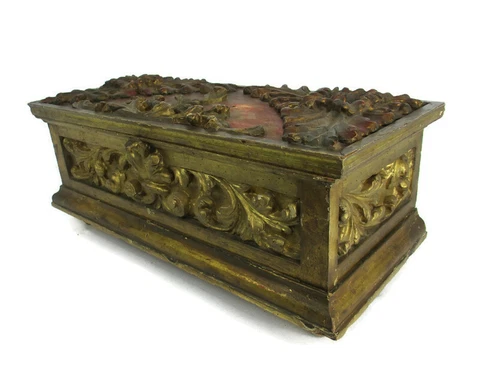 18th Century Wooden Ornate French Blanket Wedding Hope Chest Trunk Gorgeous!! Cover