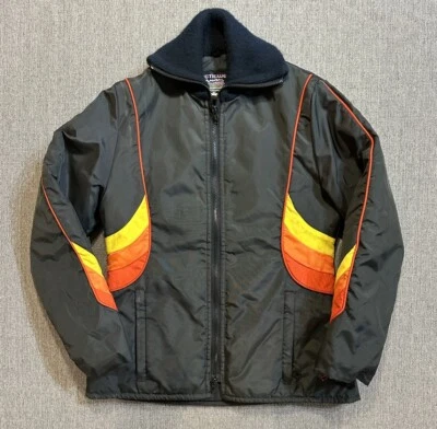 Arcticwear Arctic Cat Snowmobile Jacket Racing Coat Size M Black Striped Vintage — 第 1/4 张图片