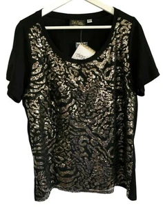 NEW Bob Mackie Black Sequin Top Sz L NWT Wearable Art Festival Party - Picture 1 of 4