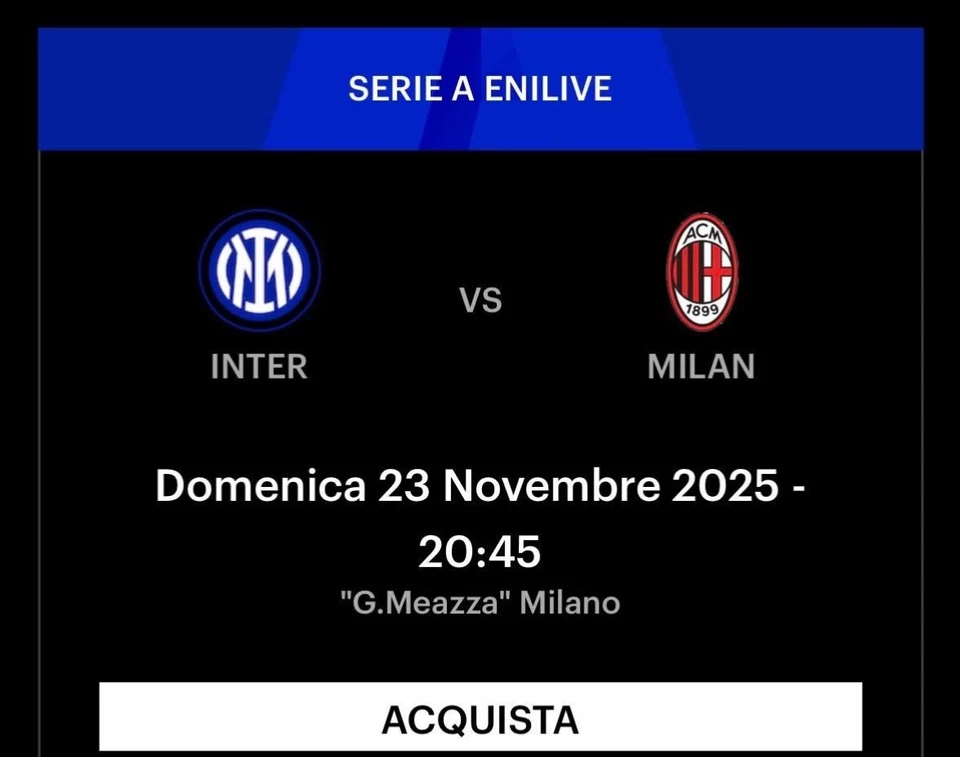 2 BIGLIETTI INTER - MILAN  23 /11 /25 - con cambio Utilizzatore ) 200 cad. - Immagine 1 di 1