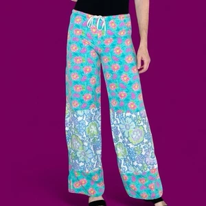 Vintage Y2K Handmade Colorful Floral Hippie Patchwork Casual Cotton Pants - Picture 1 of 7