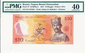 Negara Brunei Darussalam Brunei 10 Riggit 2011 PMG 40 Ascending No.: 234567 - Bild 1 von 2