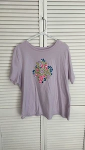 Women’s sports Savvy Graphic Printed Jersey Crew Neck Tee XL Lilac - Picture 1 of 6