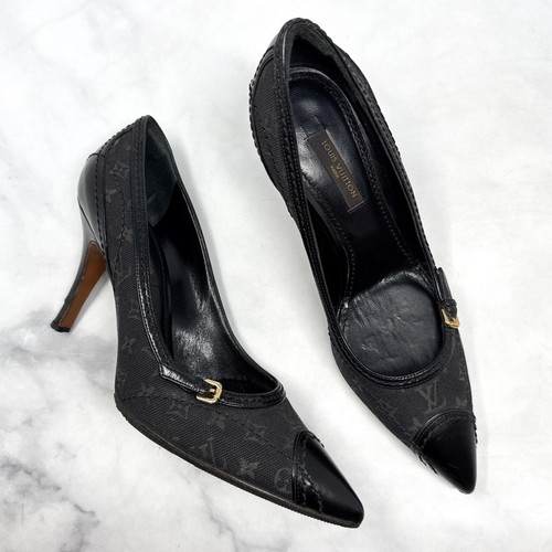 LOUIS VUITTON（LV） Louis Vuitton Mini Lin Monogram Logo Tela Pelle A Punta Decolte Tacchi 36 5