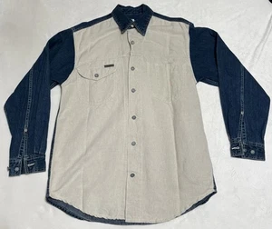 Camisa Denim De Colección Calvin Klein Western Lona M 2 Tonos Vaquero Manga Larga Años 90 - Imagen 1 de 7