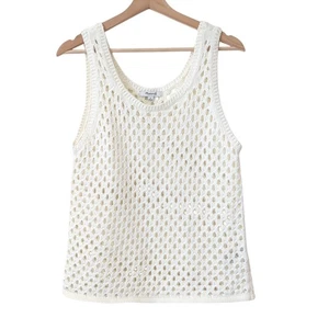Madewell Maglia Top Donna Medio Uncinetto Cotone Punto Aperto Maglione Tank Bianco - Foto 1 di 8