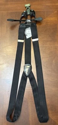 mens warehouse Black Silk Suspenders Bracers Extra Long Vintage New With Tags  - Изображение 1 из 4