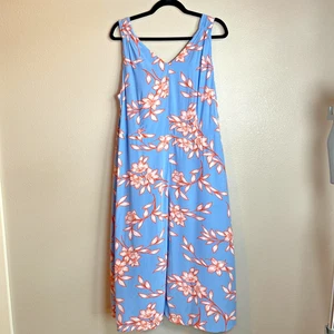 Talbots Blumenkleid Größe 14 Plus zierlich blau orange Hibiskus Fit & Flare gefüttert - Bild 1 von 13