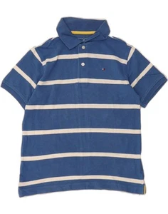 TOMMY HILFIGER Boys Polo Shirt 6-7 Years Small Blue Striped Cotton AP17 - Picture 1 of 3