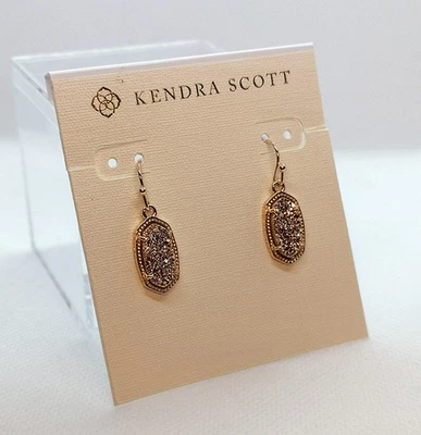 Nuevos pendientes colgantes Kendra Scott Lee de oro rosa en oro rosa Drusy Foto 1 de 2
