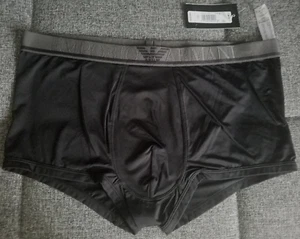 EMPORIO ARMANI Black Gray Microfiber Boxer Brief Shorts Trunk Underwear Size XL - Picture 1 of 3