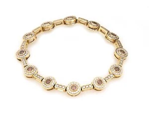 Fancy Champagne-Brown 2ct Diamonds 14k Gold Link Bracelet 7"L- LIQUIDATION - Picture 1 of 6