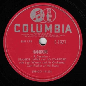 Frankie Laine & Jo Stafford 78 Hambone / Let's Have Party VG++ SH3B - Picture 1 of 2