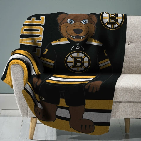 Sleep Squad Boston Bruins Blades 60” x 80” Raschel Plush Blanket Cover
