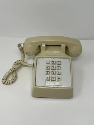 Vintage Push Button Telephone Touchtone Comdial Phone Model 2500-AS Beige - Image 1 of 4