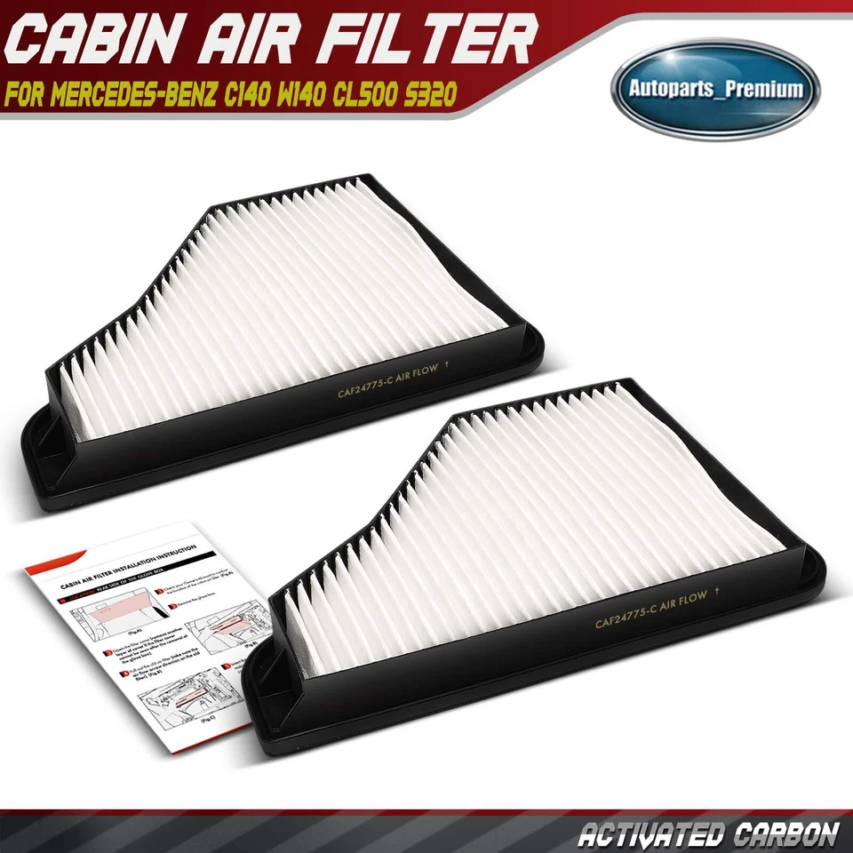 2 воздушных фильтра для салона Mercedes-Benz C140 W140 CL500 S320 S350 S420 S500 S600 - Изображение 1 из 4