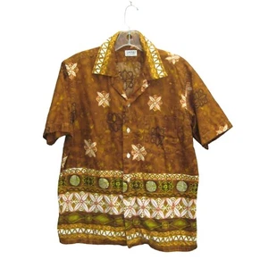 Vintage Takenaka Tokyo Bark Cloth Shirt Mens Medium Cotton Short Sleeve FLAW - Picture 1 of 13