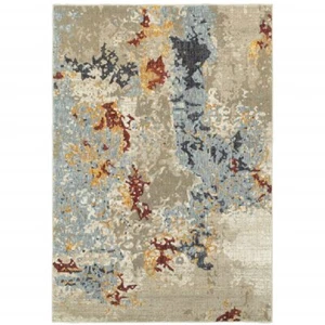 9' X 12' Blue and Beige Abstract Power Loom Area Rug - Picture 1 of 1