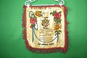 Vintage Souvenir Satin Pillow Cover US Army Mother Fort Sheridan Illinois - Picture 1 of 3