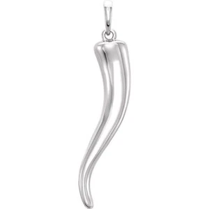 Colgante cuerno italiano en oro blanco de 14K - Imagen 1 de 2