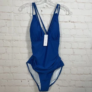 New KI LAPHEE Bathing Suit Womens Medium Blue One Piece Padded Upf 50 Stretch - Picture 1 of 10