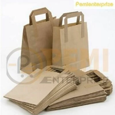 CUSH N AIR 50 SMALL BROWN KRAFT CRAFT PAPER SOS CARRIER BAGS LUNCH DINNER TAKE AWAY