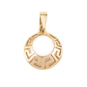 Meander Pendant In 14k Gold, Greek Key Pendant, Ancient Greek Jewelry - Picture 1 of 5