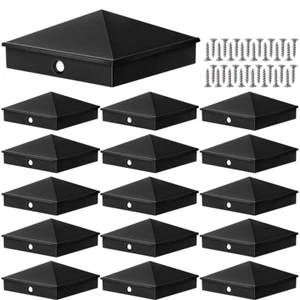 16 Pack 6X6 Black Post Caps Aluminum Pyramid Post Cap Decorative Fence Post C... - Picture 1 of 12